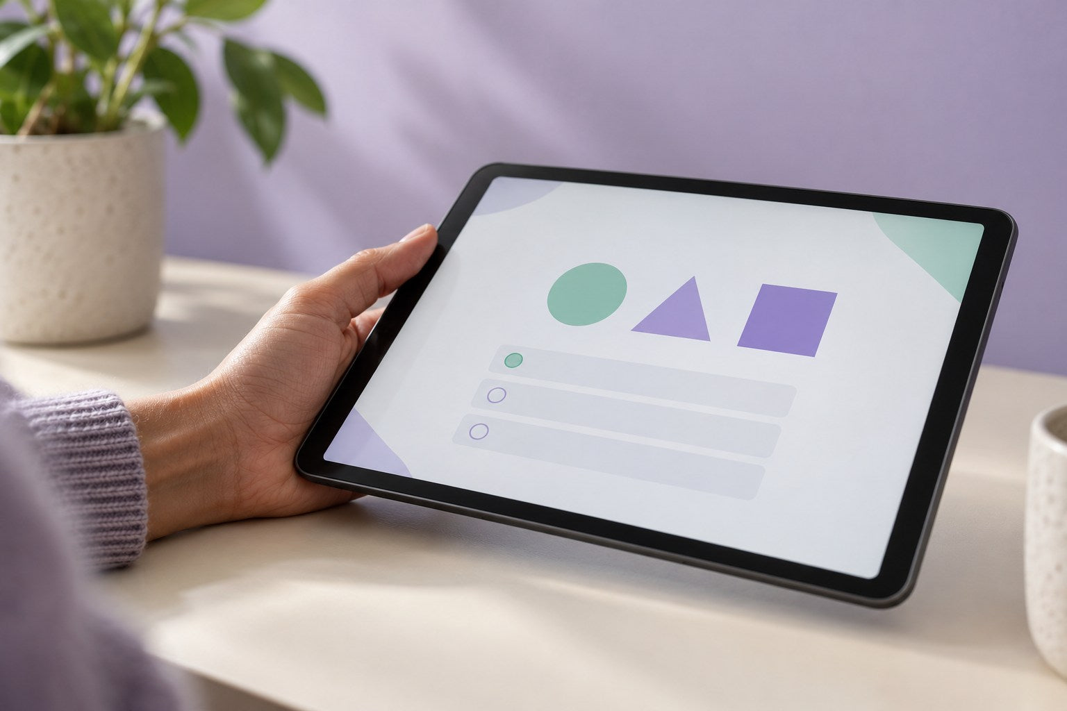 A tablet used to review interactive learning material